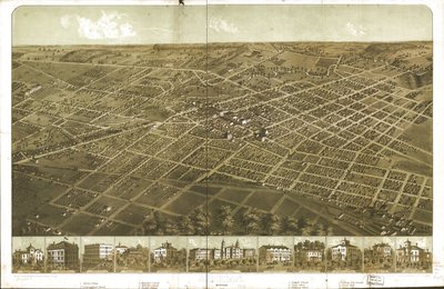 Adrian, Michigan 1866. LOC 73693418 tekijältä A.; Chicago Lithographing Co. Ruger