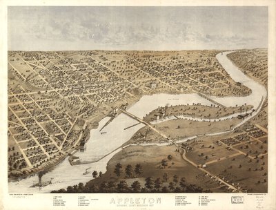 Appleton, Outagamien piirikunta, Wisconsin 1867. LOC 73694533 tekijältä A.; Chicago Lithographing Co. Ruger