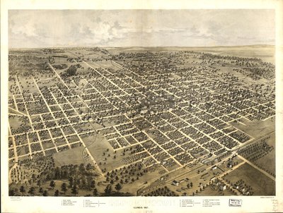 Bloomington, Illinois 1867. LOC 73693345 tekijältä A.; Chicago Lithographing Co. Ruger