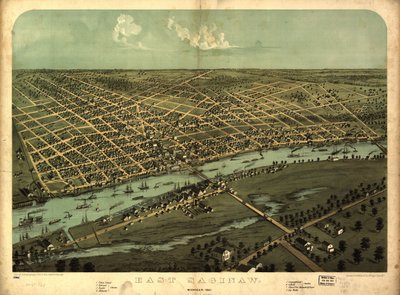 East Saginaw, Michigan, 1867 LOC 80691360 tekijältä A.; Chicago Lithographing Co. Ruger