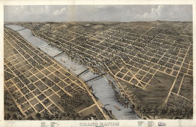 Grand Rapids, Michigan 1868. LOC 73693428 tekijältä A.; Chicago Lithographing Co. Ruger