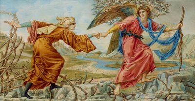 Rakkaus johtaa pyhiinvaeltajaa Sir E. C. Burne-Jonesin mukaan, 1894 (öljy norsunluurangolle). tekijältä A. Corsi Lalli