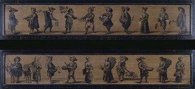 Les Cris de Paris, 1634 (öljy puulle). tekijältä A. Doy