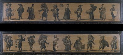 Les Cris de Paris, 1634 (öljy puulle). tekijältä A. Doy
