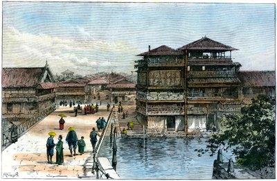 Yebisin silta, Kosaka, Japani, 1891 tekijältä A. Forsyth