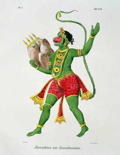 Hanuman, kaivertanut de Racinet tekijältä A. Geringer
