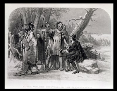 Roger Williams suojattu Narragansettsilta, 1636, 