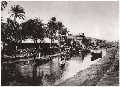 Ashar Creek, joka johtaa Shatt al-Arabiin, Basra, Irak, 1925. tekijältä A. Kerim