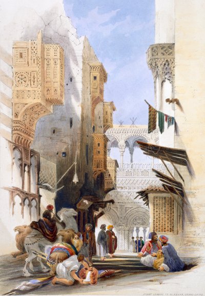 "El Azhariin johtava katu, Grand Kairo", Egypti, 1846 tekijältä A Margaretta Burr