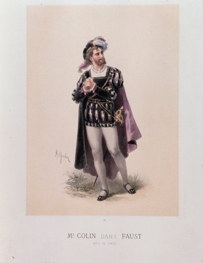 Monsieur Colin en el paper de Faust, òpera de Charles Gounod (litografia finlandès tekijältä A. Morton