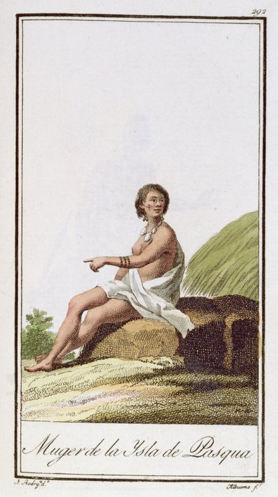 Nainen pääsiäissaarelta, kaivertanut Albuerne, 1799 tekijältä A. Rodriguez