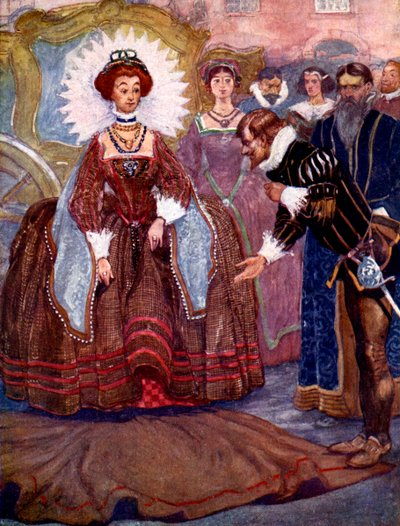 "Ristien nopeasti viittansa hän heitti sen maahan", 1581, 1905. tekijältä A S Forrest