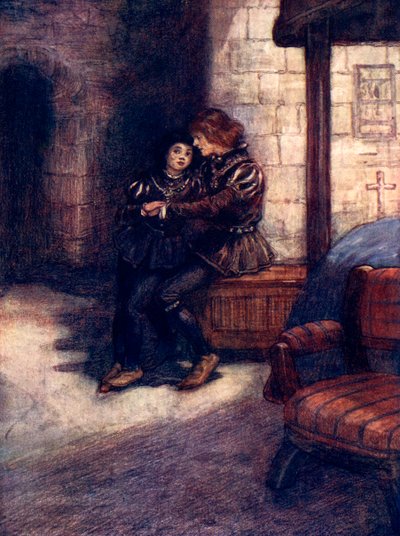 Päivät tuntuivat hyvin pitkiltä ja synkiltä kahdesta pienestä pojasta, c1483, 1905. tekijältä A. S. Forrest