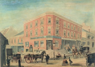 Corner of George and Hunter Streets, Sydney, 1849 (wc) tekijältä A. Torning
