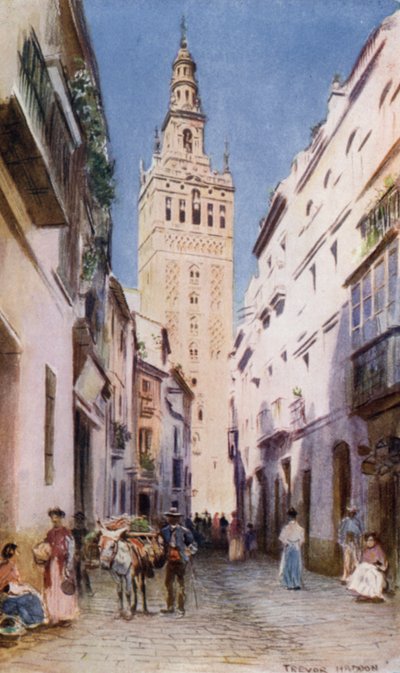 Sevilla, Giralda (väri litho) tekijältä A. Trevor Haddon