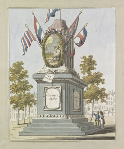 Vallankumous, Place Royalen koristelu, 1795 Kymmenen lautasta Amsterdamin Alliantiefeestin koristeista vuonna 1795 (sarjan nimi) tekijältä A. Verkerk