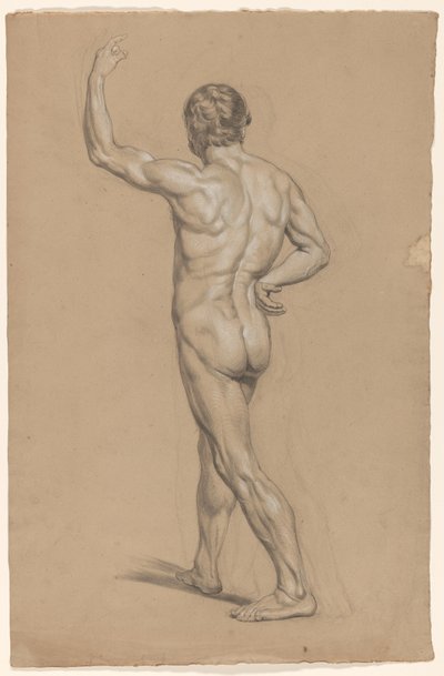 Seisova mies alaston, takaa katsottuna tekijältä A. Waterloo (attributed to)