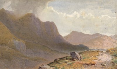 Kohtaus Capel Currgin ja Llyn Ogwenin välissä, Nant Frangonin latvoilla, Pohjois-Wales (kromoliittikuva) (kromoliitti) tekijältä Aaron Edwin Penley