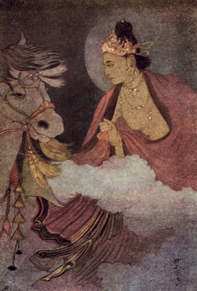 Prinssi Siddharthan lähtö (väri litho) tekijältä Abanindranath Tagore