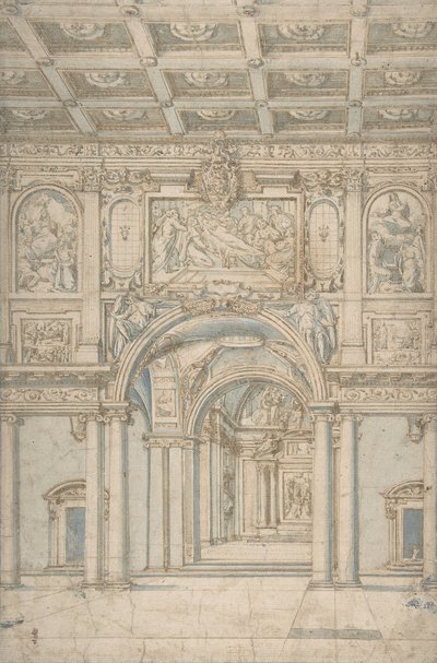Tutkimus Santa Maria Maggioren sisätiloista Roomassa, 1621-46. tekijältä Abbate Paolo de Angelis