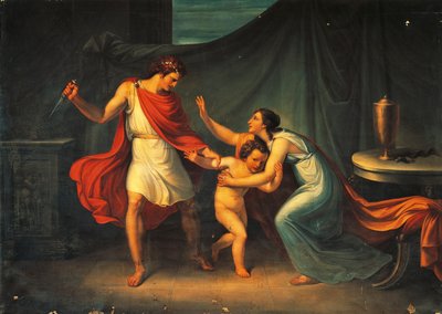 Pyrrhus uhkaa pienen Astyanaxin henkeä tekijältä Abbondio Bagutti