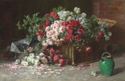 Basket of Roses, n. 1890 (öljy kankaalle) tekijältä Abbott Fuller Graves