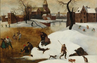 Talvimaisema luistelijoiden kanssa. tekijältä Abel Grimmer