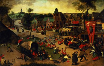 Karnevaali Pyhän Yrjön juhlapäivänä kylässä lähellä Antwerpeniä tekijältä Abel Grimmer or Grimer