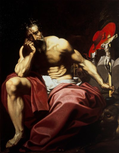 Saint Jerome, n. 1610 (öljy kankaalle) tekijältä Abraham (attr.to) Janssens