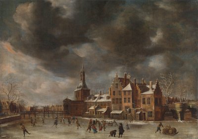 Blauwpoort Leidenissä talvella tekijältä Abraham Beerstraten