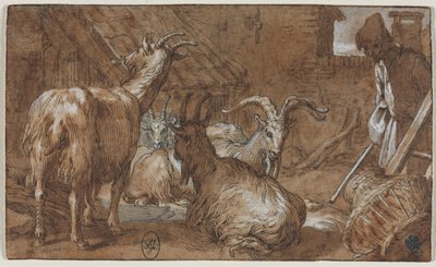 Barnyard vuohien ja vuohipaimen kanssa, n. 1610-1615. tekijältä Abraham Bloemaert