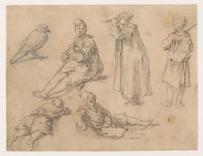 Yksi istuva ja kaksi seisova poikaa tekijältä Abraham Bloemaert