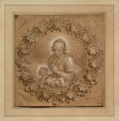 Madonna Jeesus-vauvan kanssa tondossa tekijältä Abraham Bloemaert