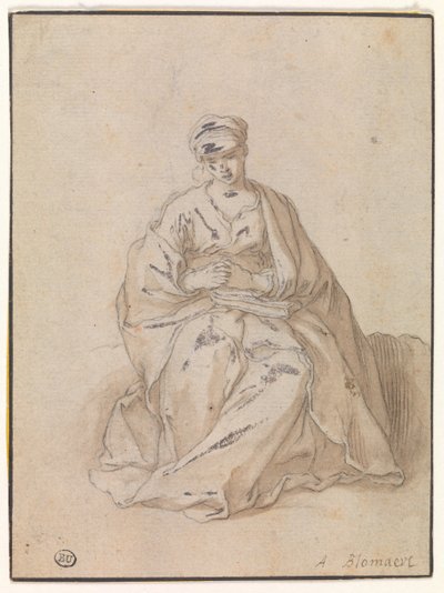Maria istuu kirjan kanssa tekijältä Abraham Bloemaert