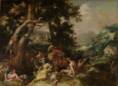 Johannes Kastaja saarnaa tekijältä Abraham Bloemaert