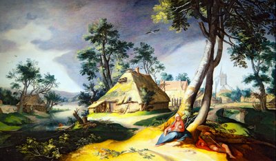 Lepää lennolla Egyptiin (paneeli (paperille asetettu)) tekijältä Abraham Bloemaert