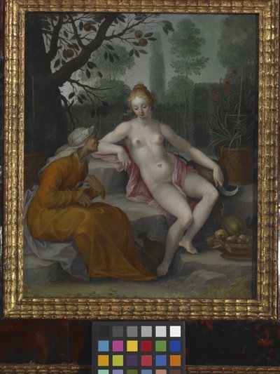 Vertumnus ja Pomona (öljy kuparilla) tekijältä Abraham Bloemaert