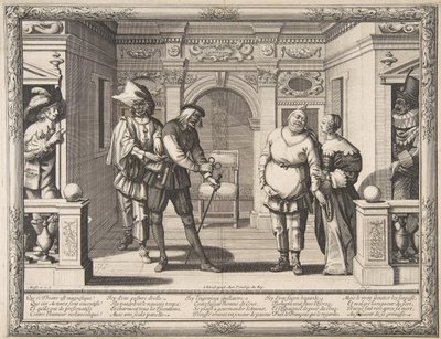 Näyttelijät Hotel de Bourgognessa, n. 1633-34. tekijältä Abraham Bosse