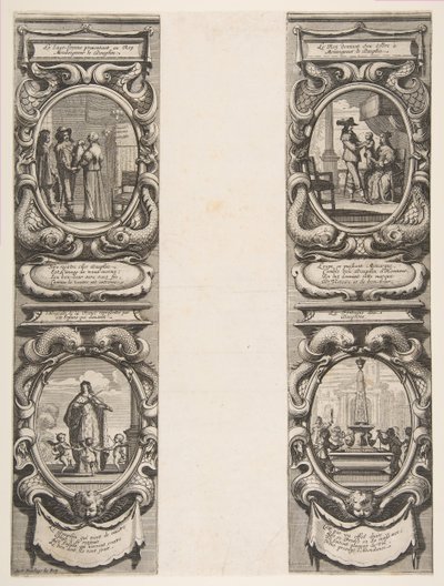 Almanach vuodelle 1639: Ludvig XIII ja Anna Itävalta uskovat kuningaskunnan ja Perillinen Appa..., 1638. tekijältä Abraham Bosse