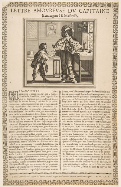 Kapteenin rakkauskirje, n. 1636. tekijältä Abraham Bosse