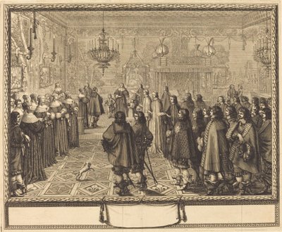 Cerimònia del contracte de matrimoni entre Vladislas IV, rei de Polònia, i Luisa Maria de Gonzaga, princesa de Màntua, a Fontainbleaufinnish tekijältä Abraham Bosse