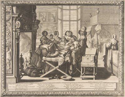 Synnytys, 1633. tekijältä Abraham Bosse