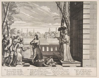 Nälkäisten ruokkiminen, 1635. tekijältä Abraham Bosse