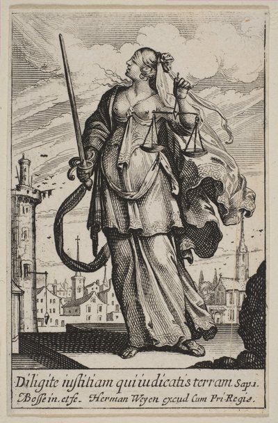 Oikeus, 1636. tekijältä Abraham Bosse