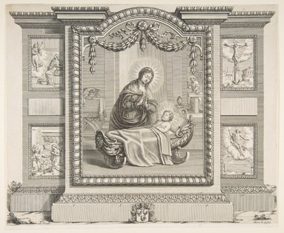 Syntymä ja ilmestyskohtaukset, Paimenten palvonta, Risti..., 1620-76. tekijältä Abraham Bosse