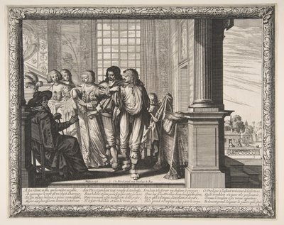 Tuhlaajapoika vaihtaa vaatteita, n. 1636. tekijältä Abraham Bosse