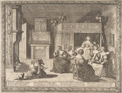Vierailu uuden äidin luona, 1633. tekijältä Abraham Bosse