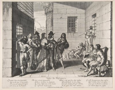 Vierailevien vankien luona, 1635. tekijältä Abraham Bosse
