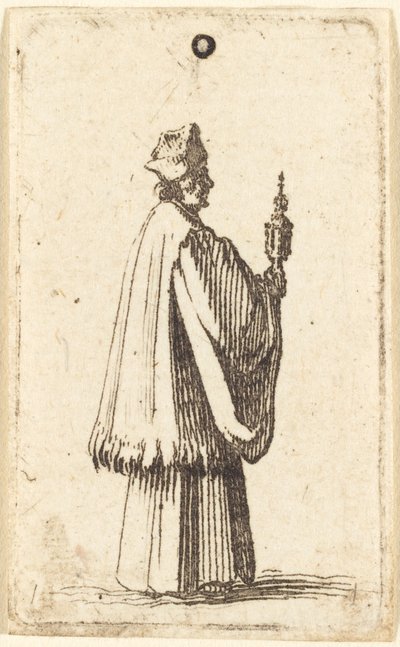 Pappi kantamassa eukaristian pyhää sakramenttia tekijältä Abraham Bosse or Jacques Callot