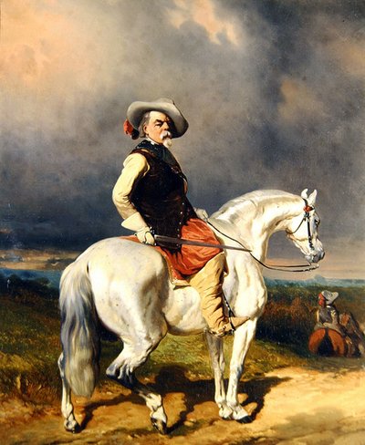 Cavalier valkoisella hevosella (öljy kankaalle) tekijältä Abraham Cooper